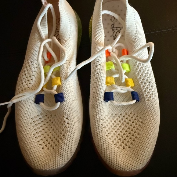 White and Orange Athletic Sneakers with Breathable Mesh - Picture 2 of 6